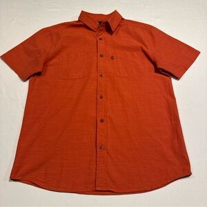Junk Food Clothing Mens M Button Up Shirt Rust Orange 100% Cotton EUC